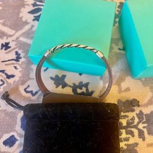 Spanish-made leather unisex stainless steel bracelet.  8inches & New & Beautiful